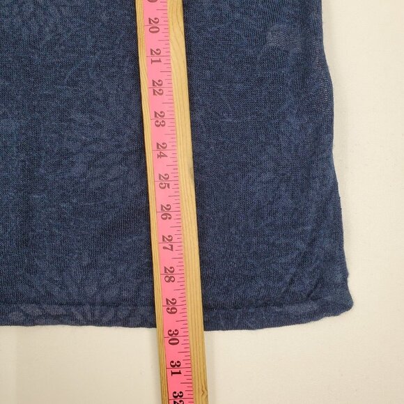 Pure J. Jill Womens Navy Blue Linen Blend Blouse Top Size L Floral Short Sleeve - Picture 15 of 16